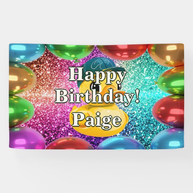 Rubber Duck Personalized character birthday banner (Horizontal)