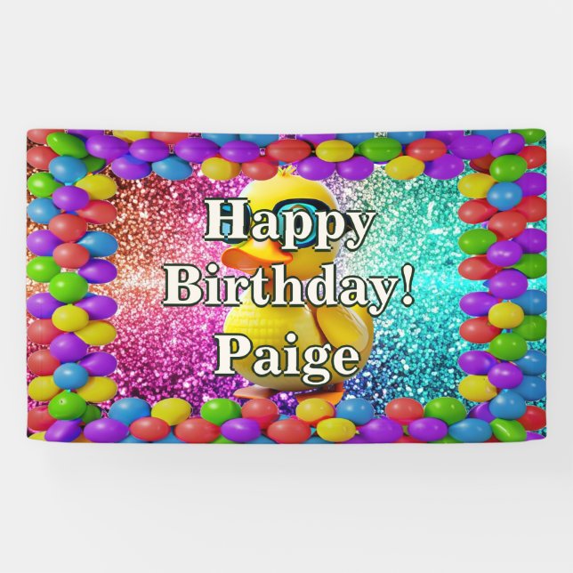 Rubber Duck Personalized character birthday banner (Horizontal)