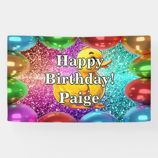 Rubber Duck Personalized character birthday banner (Horizontal)