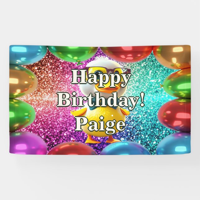 Rubber Duck Personalized character birthday banner (Horizontal)