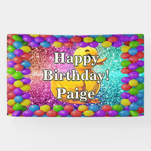 Rubber Duck Personalized character birthday banner (Horizontal)
