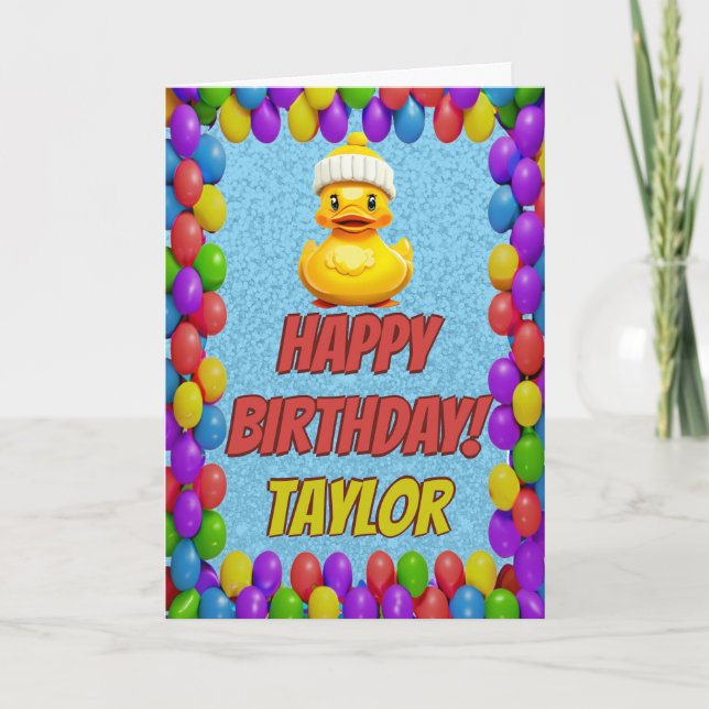 Rubber Duck Personalized Fun Greeting Birthday Card (Front)