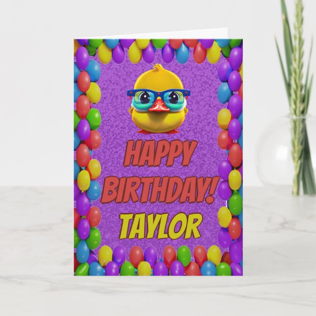 Rubber Duck Personalized Fun Greeting Birthday Card (Front)
