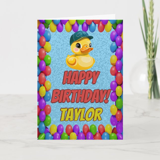 Rubber Duck Personalized Fun Greeting Birthday Card (Front)