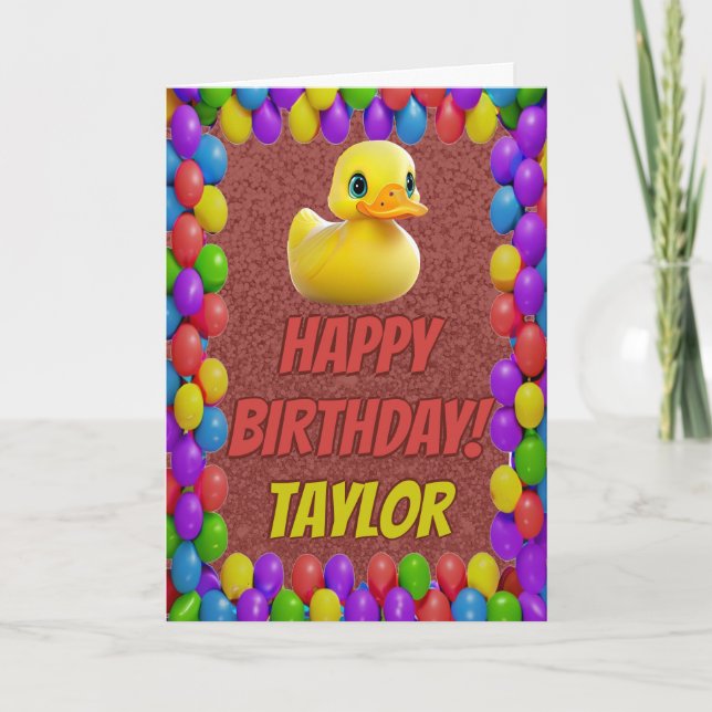 Rubber Duck Personalized Fun Greeting Birthday Card (Front)