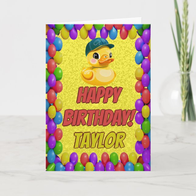 Rubber Duck Personalized Fun Greeting Birthday Card (Front)