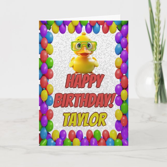 Rubber Duck Personalized Fun Greeting Birthday Card (Front)