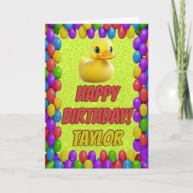 Rubber Duck Personalized Fun Greeting Birthday Card (Front)