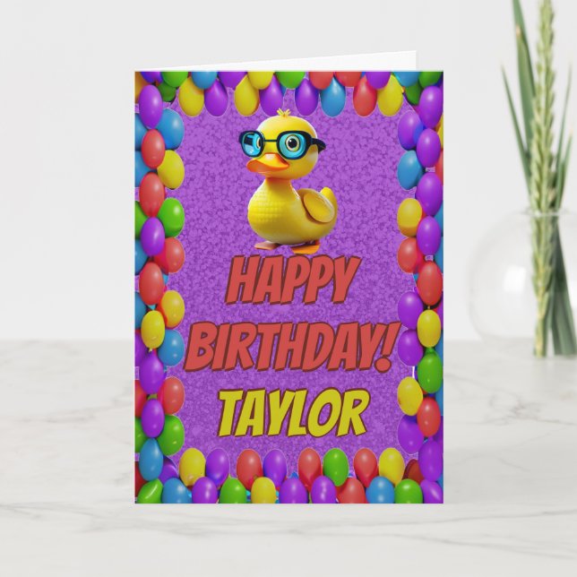 Rubber Duck Personalized Fun Greeting Birthday Card (Front)