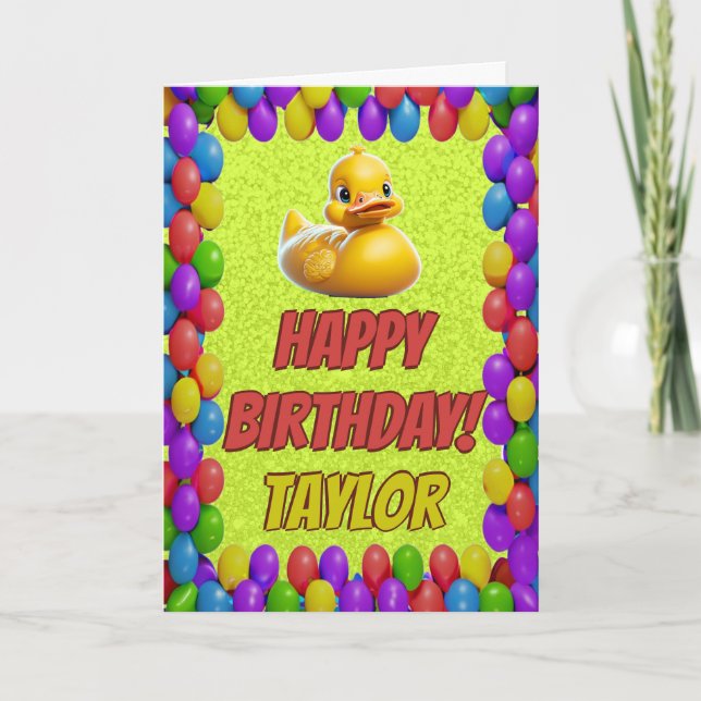 Rubber Duck Personalized Fun Greeting Birthday Card (Front)