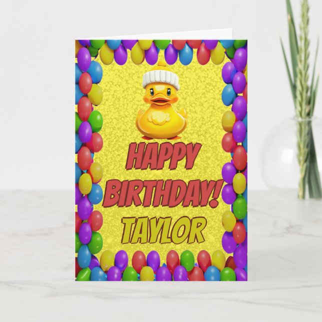 Rubber Duck Personalized Fun Greeting Birthday Card (Front)