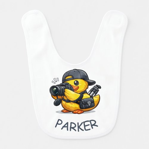 Rubber Duck Photographer Baby Bib