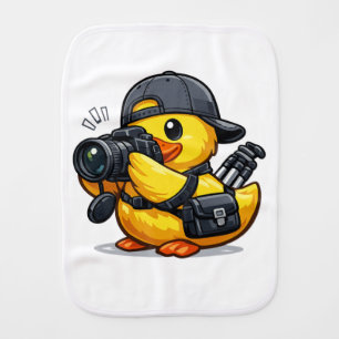 Rubber Duck Photographer Baby Burp Cloth