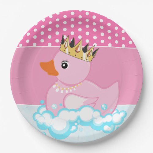 Rubber Duck Pink Birthday Party Paper Plate