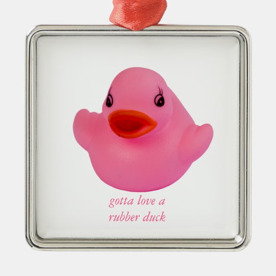 Rubber duck pink cute fun custom ornament, gift metal ornament