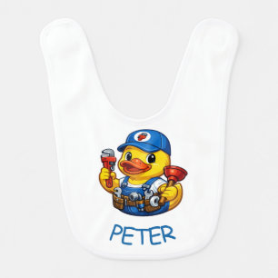 Rubber Duck Plumber Baby Bib