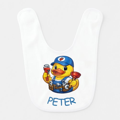 Rubber Duck Plumber Baby Bib