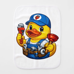 Rubber Duck Plumber Baby Burp Cloth