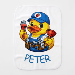 Rubber Duck Plumber Baby Burp Cloth
