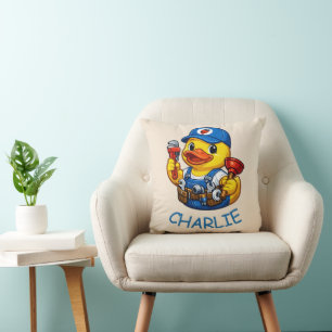 Rubber Duck Plumber Throw Pillow