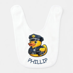 Rubber Duck Police Officer Baby Bib