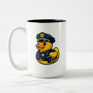 Rubber Duck Police Officer Two-Tone Coffee Mug