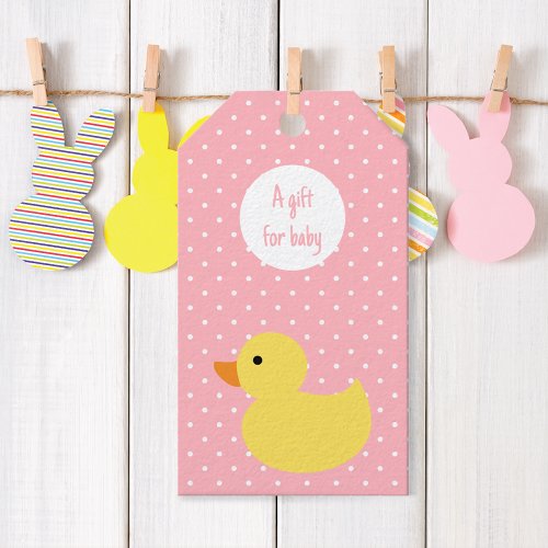 Rubber Duck Polka Dot Baby Shower Gift Tags