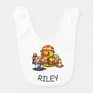 Rubber Duck Road Worker Baby Bib