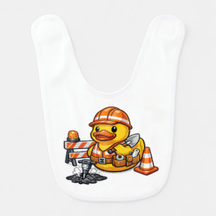 Rubber Duck Road Worker Baby Bib
