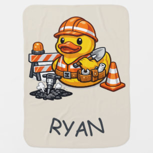 Rubber Duck Road Worker Baby Blanket