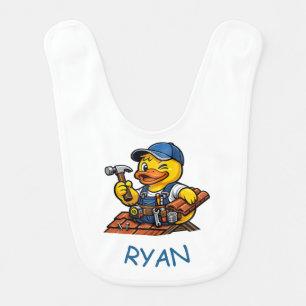 Rubber Duck Roofer Baby Bib
