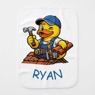 Rubber Duck Roofer Baby Burp Cloth