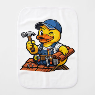 Rubber Duck Roofer Baby Burp Cloth