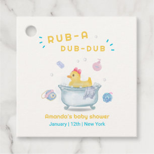 Rubber Duck Rub A Dub Dub Bathtub Baby Shower Favor Tags
