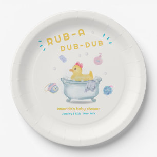 Rubber Duck Rub A Dub Dub Bathtub Baby Shower Paper Plates