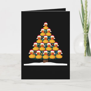 Rubber Duck Santa Hat Christmas Tree Xmas Holiday Card