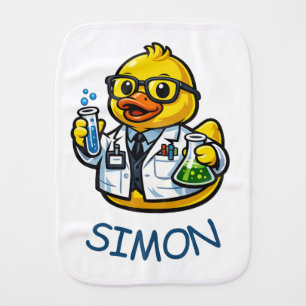 Rubber Duck Scientist Baby Burp Cloth