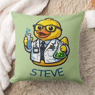 Rubber Duck Scientist Throw Pillow