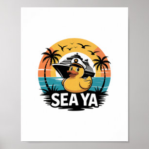 Rubber Duck Sea Ya Cruise Ship Vacation Family Mat Poster