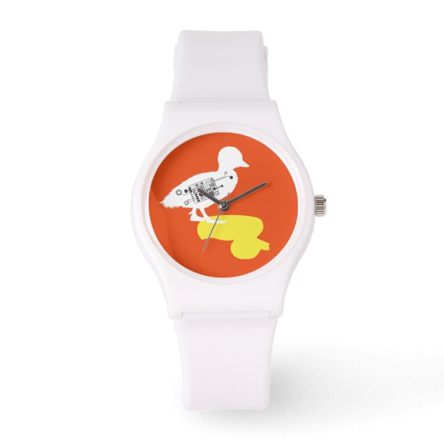 Rubber Duck-Shadow Duck White Sporty Watch (Front)