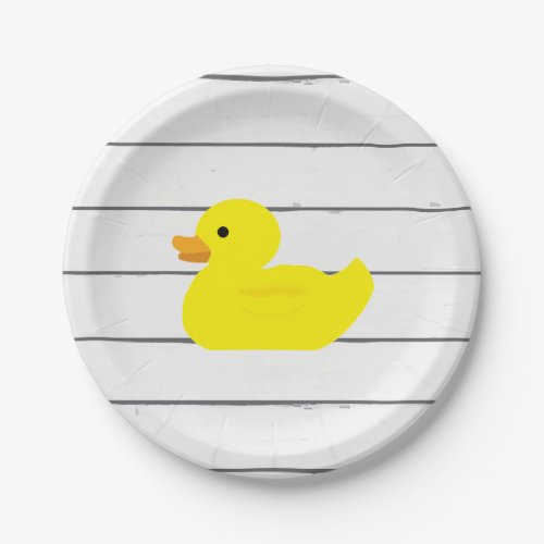Rubber Duck Shiplap Paper Plate