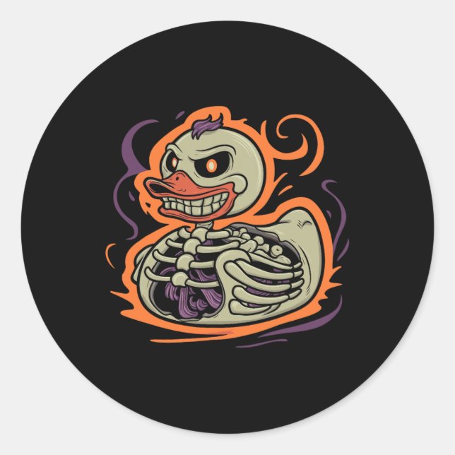 Rubber Duck Skeleton Rubber Duckie Costume Party  Classic Round Sticker (Front)