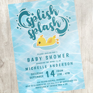 Rubber Duck Splish Splash Baby Shower Invitation
