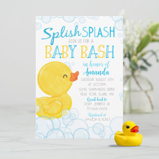 Rubber Duck Splish Splash Baby Shower Invitation