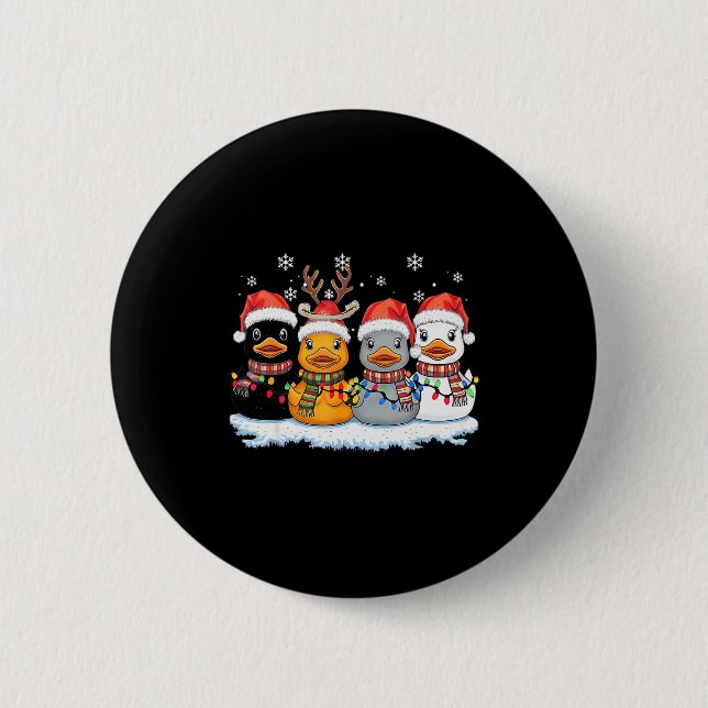 Rubber Duck Squad Christmas Light Reindeer Crew Xm Button (Front)