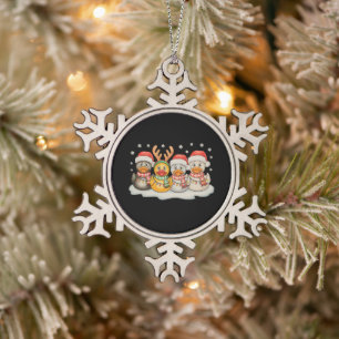 Rubber Duck Squad Santa Reindeer Christmas Lights Snowflake Pewter Christmas Ornament