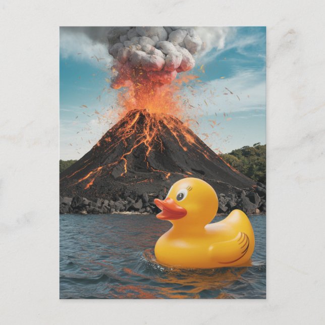 Rubber Duck Surreal Volcano Postcard (Front)