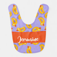 Rubber duck swimming circle pattern baby bib