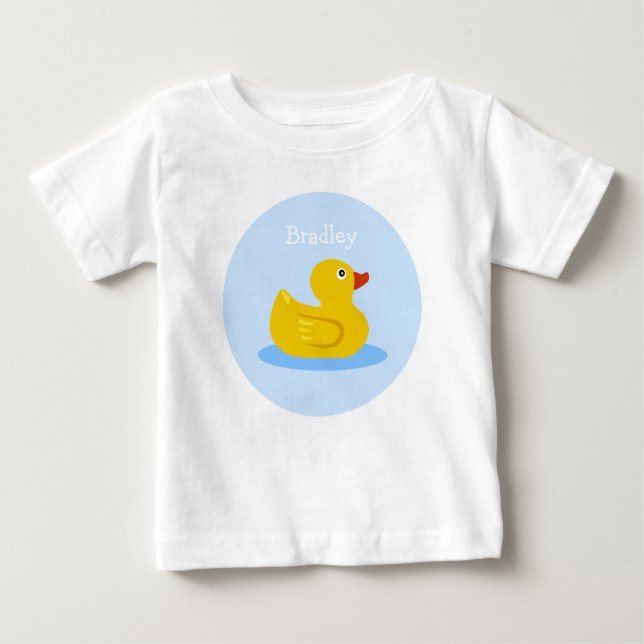 Rubber Duck Swimming Custom Baby T-Shirt (Front)
