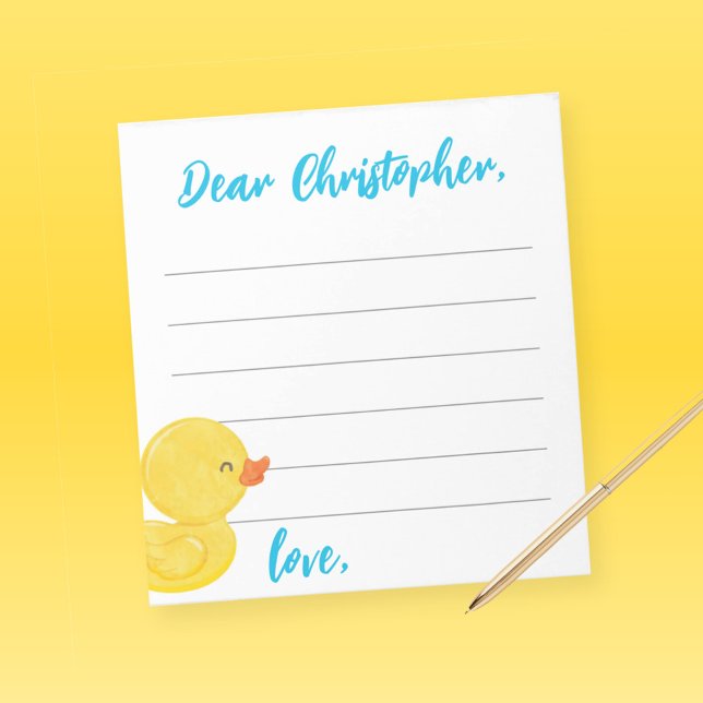 Rubber Duck Time Capsule / Advice Note Sheets (Watercolor Rubber Duck Time Capsule 1st Birthday or Wishes for Baby Notecards)